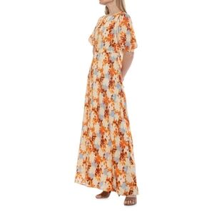 Alexia Admor Floral Maxi Dress in Orange and Cream